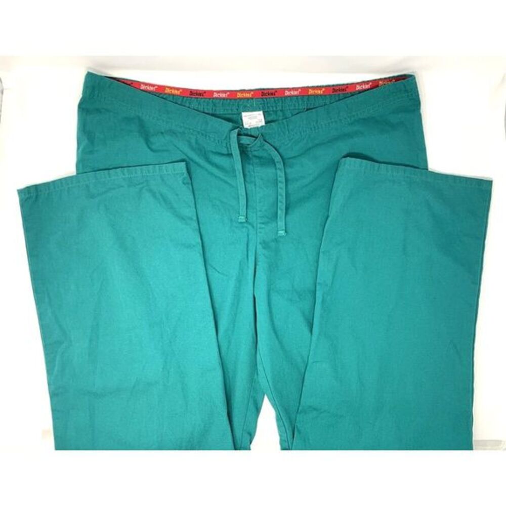 Dickies Unisex Green Drawstring Cotton Blend Scrub Pants Size Medium